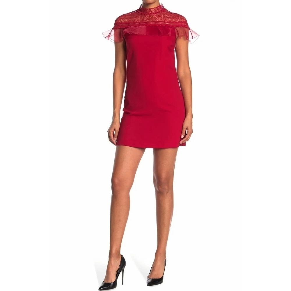 🌸 NEW Ted Baker |Red Ruffle Shift Dress 6
